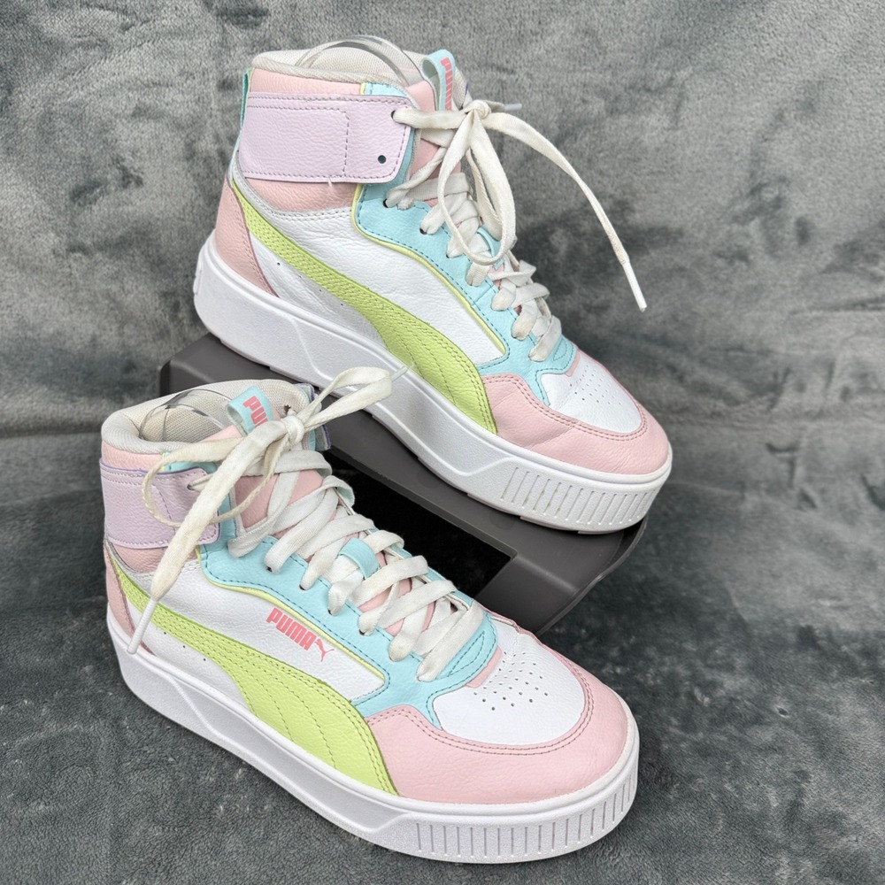 PUMA Karmen Rebelle Pastel Pink Blue White Hightops Size 6 Girlsโ Youth